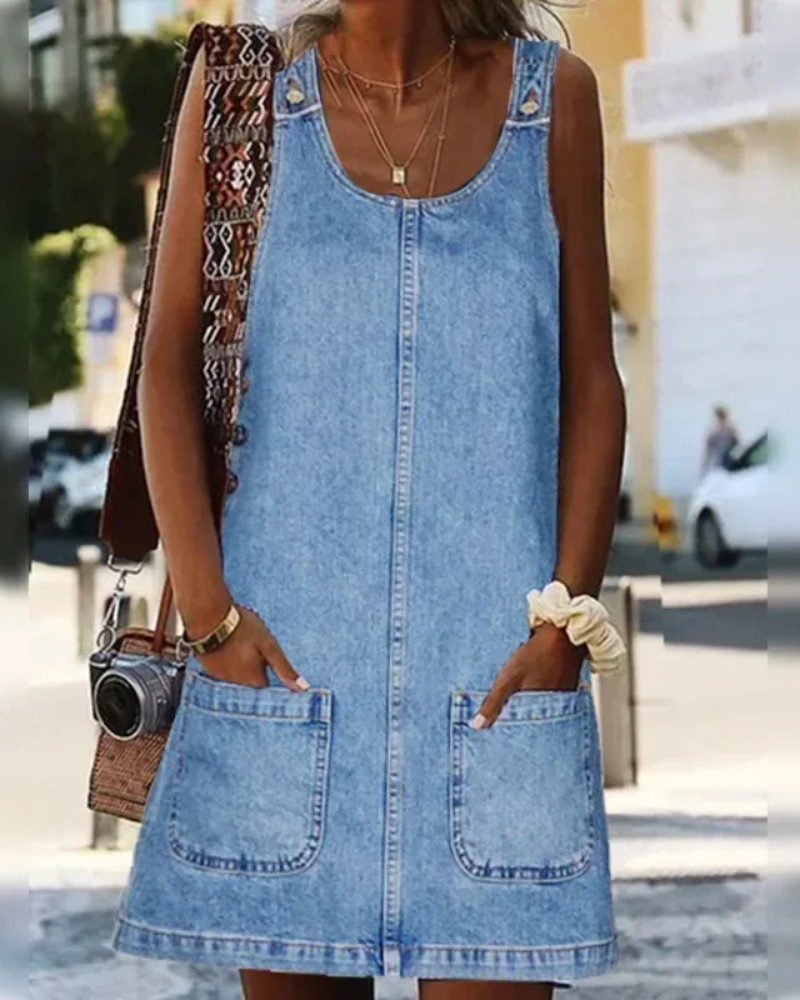Sigrid Denimkjole™ | Sommerkjole med Flatterende Snitt
