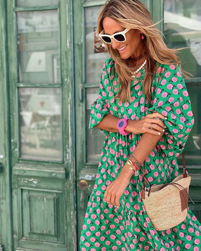 Michelle™ Boho Maxi Kjole med Pufferm