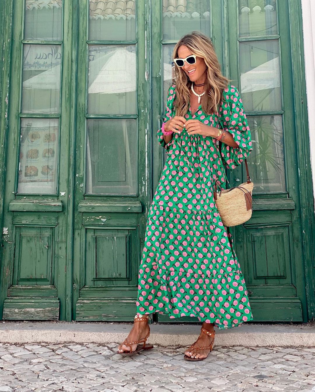 Michelle™ Boho Maxi Kjole med Pufferm