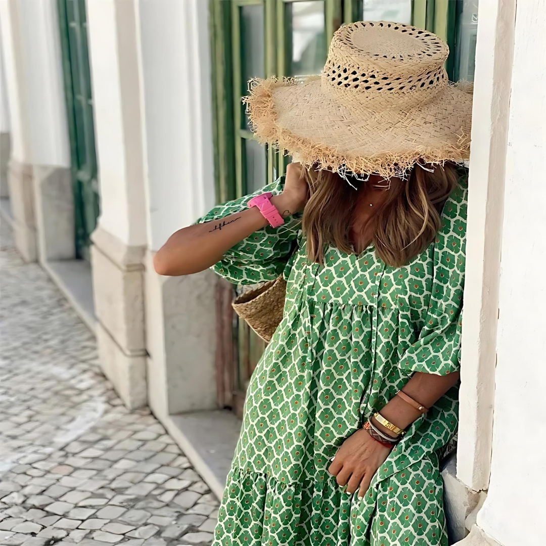 Michelle™ Boho Maxi Kjole med Pufferm